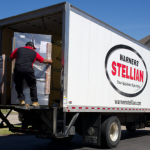 Delivery driver unloading appliances.