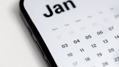 A calendar on a phone screen.